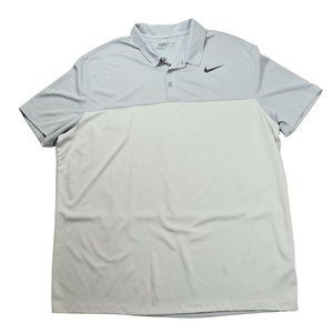 Nike Golf Shirt Mens Size XXL Grey Colorblock Dri-Fit Standard Fit Short Sleeves